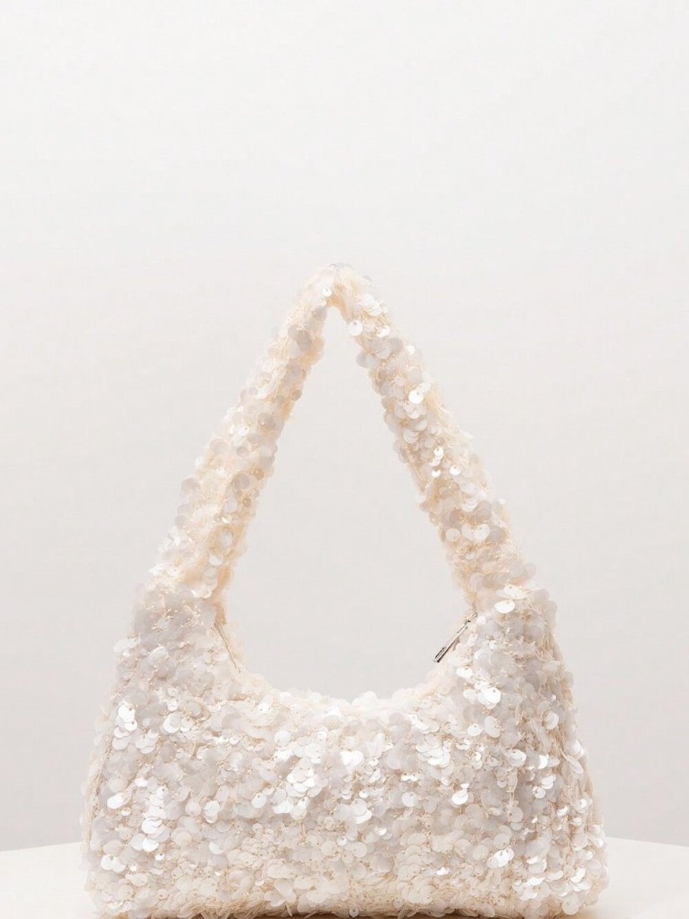 Beige Glamorous Women's Sequin Glittering Shoulder Bag